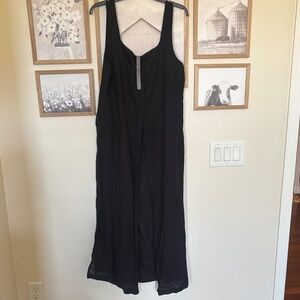 Anthropologie Black Button-Down Linen Over Tank